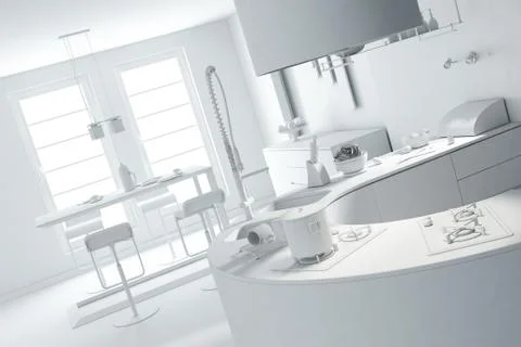 3d clay rander of a modern kitchen Stock Illustration