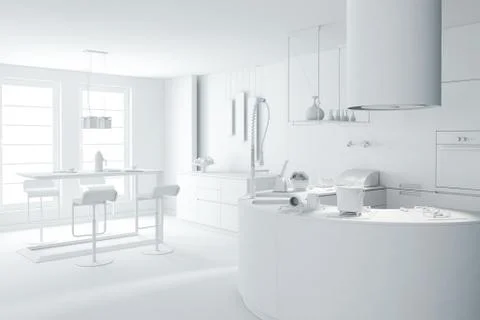 3d clay rander of a modern kitchen Stock Illustration