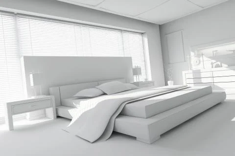 3d clay render of a modern bedroom Stock Illustration