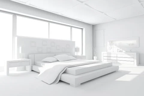 3d clay render of a modern bedroom Stock Illustration
