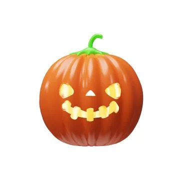 3D clay render spooky scary pumpkin Stock Illustration