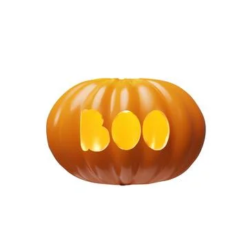 3D clay render spooky scary pumpkin BOO Stock Illustration