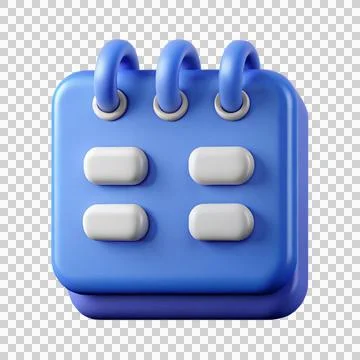3d CLAY STYLE ICON OF PLANNER/CALLENDER, cute illustrated blue calendar icon Stock Illustration