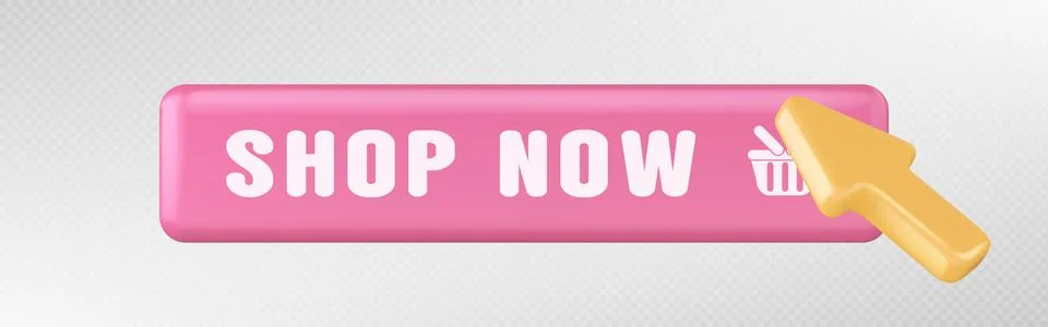 3d click on shop now button in online shop Stock Illustration