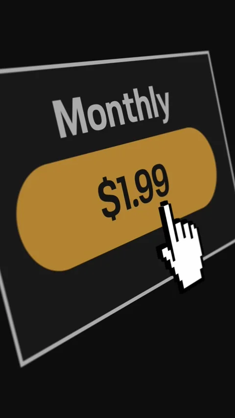 3D Clicking Monthly Subscription Payment Button Vertical Stock Footage 348659797
