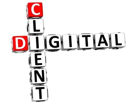 3d client digital crossword Illustrazione stock