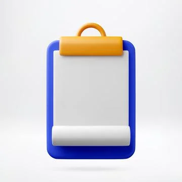3D clipboard with blank paper for notes Illustrazione stock