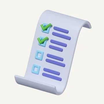 3D clipboard checklist note paper management check. working plan to success Foto stock