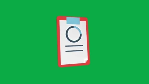 3d clipboard with data chart rotating on green screen background for business Stock Footage 331643572