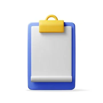 3d clipboard with empty paper sheet isolated 스톡 일러스트