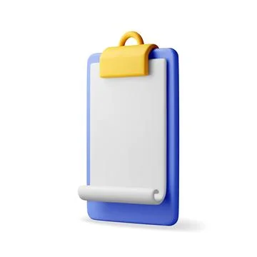 3d clipboard with empty paper sheet isolated Stock Illustration