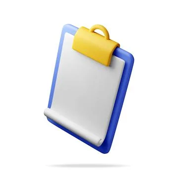 3d clipboard with empty paper sheet isolated Stock Illustration