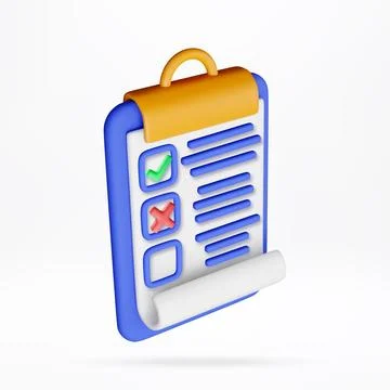3d clipboard with mark of confirmation or reject Stock Illustration