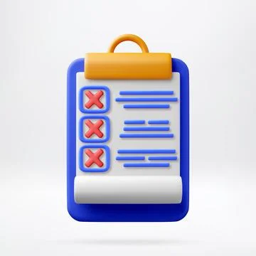 3D Clipboard with multiple red cross marks Stock Illustration