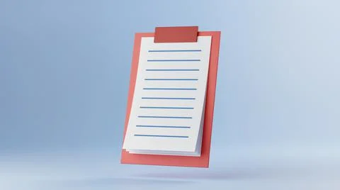 3D clipboard or notepad icon. 3d render illustration. Stock Illustration