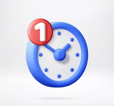 3d clock with notification badge Stock Illustration