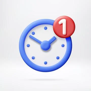 3d clock with a red notification badge Illustrazione stock