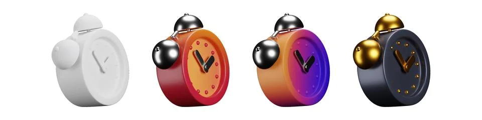 3D clock set creative time graphics and icons pack 스톡 일러스트