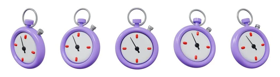 3D clock. Stopwatch timer. Time countdown or running watch chronometer. Sport Stock Illustration