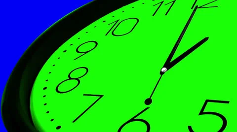 3d clock ticking fast time green and blue key chrome, super sharp 3d render o Stock Footage 24147510
