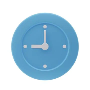 3d clock, time indicator icon. Blue clock in minimal design. Time concept. Hour Stock Illustration