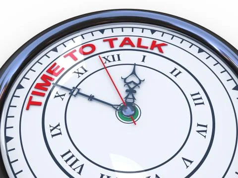 3d clock - time to talk Illustrazione stock