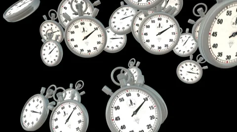 3D CLOCK transitions. Alpha matte Stock Footage 34072777