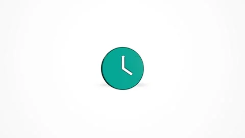 3D Clock Wall Timer Icon Animated Loop on White Background 4K Stock Footage 347650889