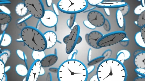 3D Clocks Falling Animation. Rotating Clock Rain. 4K Stock Footage 278275572