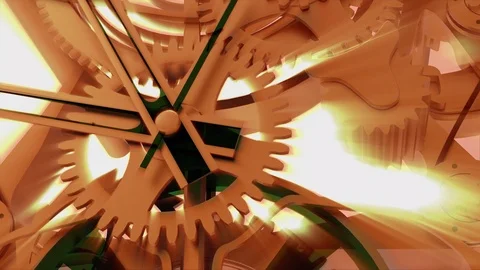 3d clockwork gear animation with rays Vídeos de archivo 111749335