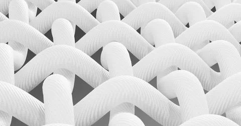 3d close-up illustration showing the ordered structure of white intertwined Stock Illustration
