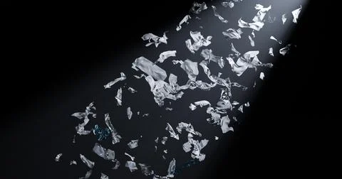 3D close-up illustration shows microplastic particles moving against a deep 库存插图