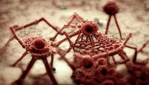 A 3D up-close illustration of virus structures Illustrazione stock