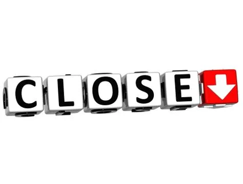 3d close navigation button cube text Stock Illustration