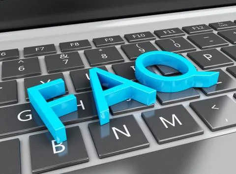 3d Close up view of FAQ on laptop pc イラスト素材