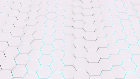 3D close wave white hexagon  animation Stock Footage 137148623