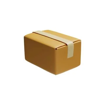 3d of a closed cardboard box. Stockillustratie