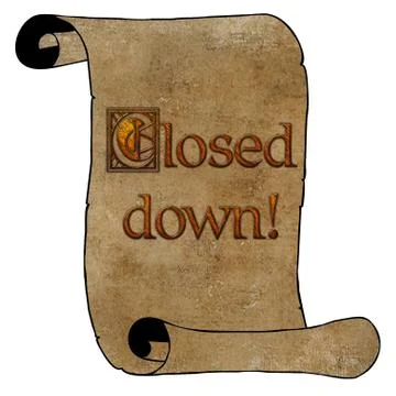 3d closed down notice on scroll Stock Illustration