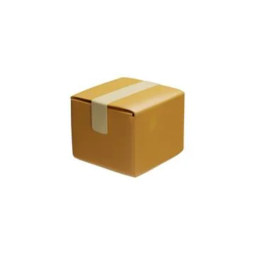 3d of a closed square cardboard box. Illustrazione stock