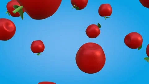3D Cloud Apple Rotation with Luma Matte on Blue Gradient Stock Footage 289953715