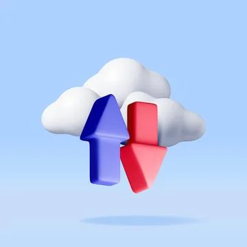 3d cloud with arrows isolated on white イラスト素材