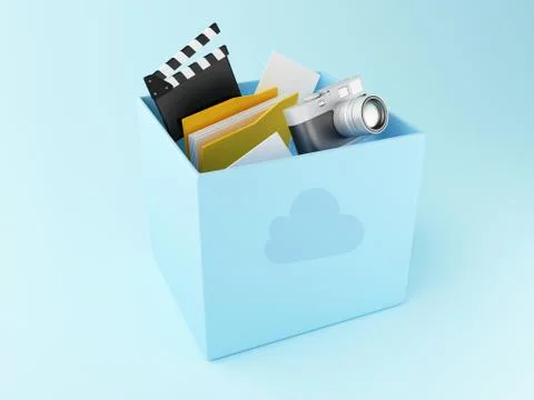 3d Cloud box with files. Cloud storage イラスト素材