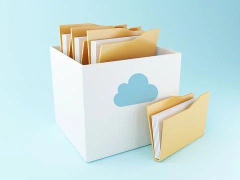 3d Cloud box with files. Cloud storage Stockillustratie