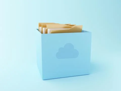 3d Cloud box with files. Cloud storage イラスト素材