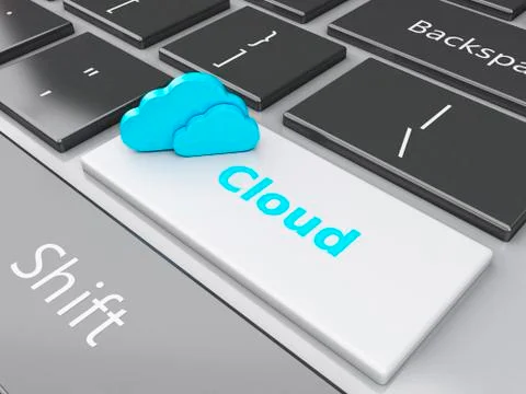 3d cloud on computer keyboard. cloud computing concept Stock Illustration