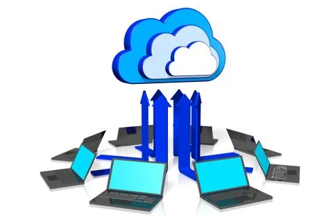 3D cloud computing concept Illustrazione stock