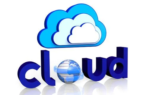 3D cloud computing concept 스톡 일러스트