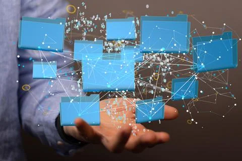 3D cloud computing icon above a hand Stock Photos