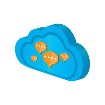 3d cloud computing icon with bubble chats Stock Illustration