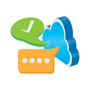 3d cloud computing icon with chat symbols 스톡 일러스트